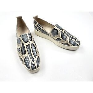 Vince Saxon 2 Sneaker Flat Womens 8.5‎ M Snake Gray Leather Slip-On Platform